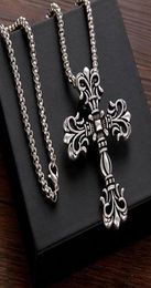 Whole Cross Stainless Steel Pendant Necklace Titanium Steels Vintage Retro Gothic Punk HipHop Long Sweater Chain Party Jewelr7245369
