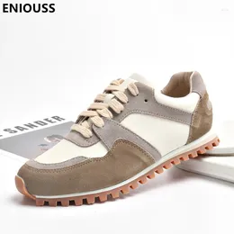 Casual Shoes ENIOUSS Genuine Leather Women Spring Autumn Flat Lace-up Cozy Lady Outdoor Sneakers