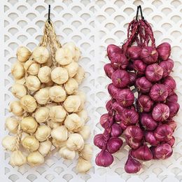 Decorative Flowers Artificial Garlic String Ornament House Kitchen Party Pub Decoration Cabinet For Home Restaurant Dining Room