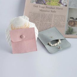 Jewellery Pouches Mini Envelope Bag Snap Button Closure Luxury Microfiber Suede Necklace Earrings Packaging Pouch Bags