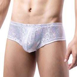 Underpants Men's Sequined Boxers Trend Sexy Personalised Elastic Fun Boxer Shorts Low Waist Breathable Club Men Briefs