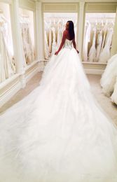 2019 Dubai Nigerian Lace 3 METERS Wedding Dresses Custom Made Plus Size Open back Tulle Puffy Bridal Gowns Arabic Pnina Totnai Wed1365812