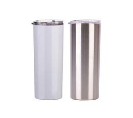 20oz Sublimation Skinny Tumblers blank white cup with lid straw Stainless steel drink cup vacuum insulated water coffee mug sea sh8572425