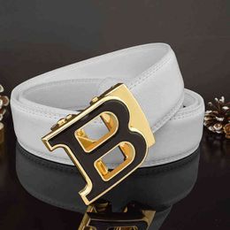 2021 Belt Men's Genuine Leather Automatic Buckle Brand Casual Youth B Letter Jeans Belts for Men Luxury Designer Black White Y1204 302K