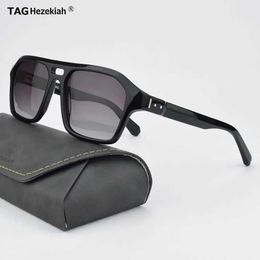 Sunglasses 2024 TAG Hezekiah vintage Polarized Men Women T8763 Sunglass Driving Sun glasses Fashion Acetate luxury Brand Glasses Q240509