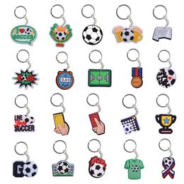 keychains lanyards Sports football keychain pendant PVC soft adhesive DIY decorative buckle backpack Amazon gift wholesale