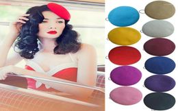 Berets Women Fedoras Fascinator Round Button Wool Felt Pillbox Hats Millinery Hat Base Cocktail Wedding Beret Beanies A227Berets B1227941