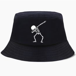 Berets Bucket Hat Cap Funny Dabbing Skull Dance Hip Hop Skeleton Men Womens Bob Panama Swag Punk Fisherman Hats Outdoor Sun Black 1498294