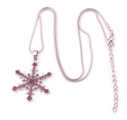 X7 Silver Tone Crystal Snow Pendant Necklace 18quot Snowflake Winter Christmas Holiday Jewellery Drop 9835683