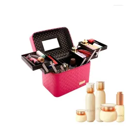 Storage Boxes Make Up Train Case Makeup Bag Cosmetic Bags With 4-Layer Foldable Tray Portable Waterproof Large Capacity Toiletry Box