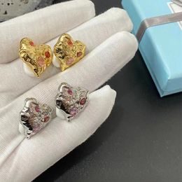 Brass With 18K Real Gold Retro Heart Clip Earrings Non Pierced Women Jewelry Punk Party Gown Runway Korean Japan INS Boho Top 240510