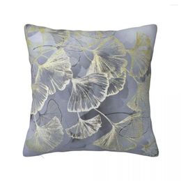 Pillow Gold Ginko Leaves On A Grey Background Throw Cover Pillowcase Decorative Sofa