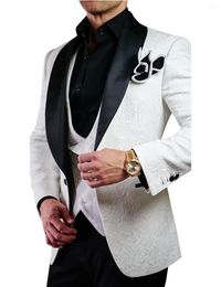 Men's Suits Suit Jacquard Jacket Shawl Lapel Three Pieces Set