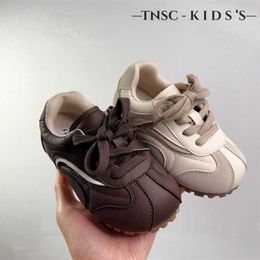 Sneakers Childrens Shoes 2024 Spring New Middle School Baby Casual Board Soft Sole Comfortable Boys and Girls Bean H240510