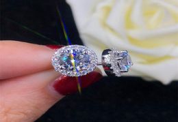 Stud Earrings 1 Carat Ceried Moissanite For Women Platinum Plating Sterling Silver Diamonds Ear Studs Wedding Fine Jewelry6916558