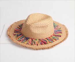 2020 New Summer Rafi straw hat Women Fashion Tassels Holiday Beach Sun hat Ladies Girls Jazz New Chapeau Femme2122691