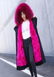 2020 Female Detachable Real Fur Parkas Women Rex Fur Liner Raccoon Collar Coat2917533