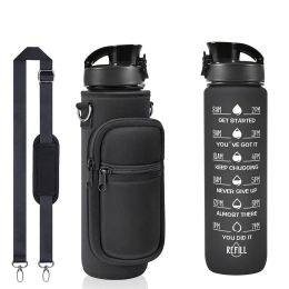 Water Bottles 32 Oz Er And St Strap Motivational Cup Times To Drink Bpa 1L Reusable Sports Bottle With Sleeve Carrier Outdoor J0523 Jj Dhphd