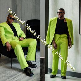 Men's Suits Formal Suit For Men Green Blazers Set 2 Pieces Summer Single Breasted Male Jacket Trousers Leisure Outfits Vacation Travel