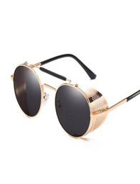 Retro Steampunk Sunglasses goggle Round Designer Steam Punk Metal Shields Sunglasses Men Women UV400 Gafas de Sol1585142