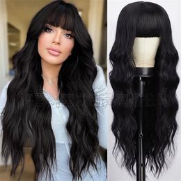 26 Inch Long Lace Frontal Human Hair Wigs For Europe and America Women Girls Wet And Wavy Synthetic Loose Deep Wave Closure Wig