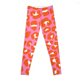 Active Pants Pink And Orange Leopard Spots Print Pattern Leggings Harem Wear Women Gym Legging Womens