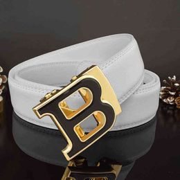 2021 Belt Men's Genuine Leather Automatic Buckle Brand Casual Youth B Letter Jeans Belts for Men Luxury Designer Black White Y1204 2109