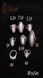 Design Vintage Opal Knuckle Rings Set For Women Geometric Pattern Flower Party Bohemian Jewellery 8 PCS Set Band9295734