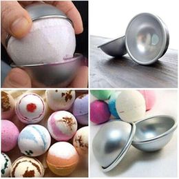 Wholesale- 10pcs Lot 3D Aluminium Alloy Ball Sphere Bath Bomb Mould Cake Pan Tin Baking Pastry Mould 4 5 x 2cm 5 5 x 2 5cm 6 5 x 3cm 279z