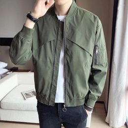 Men's Jackets 2024 Casual Mens Bomber Jacket Classic Zipper O-Neck Outwear Autumn Korean Solid Colour Windbreaks Loose Men Clothing