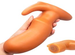 Golden Horn Butt Plug With handle Super Filled Dualdensity Vaginal Plugs Prostate Massage Sex Toys For Men Women Lesbian3358322