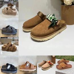 2024 Fashion brown Sandals Outdoor Sand beach Rubber Slipper Fashion Casual Heavy-bottomed buckle Sandal leather 35-44