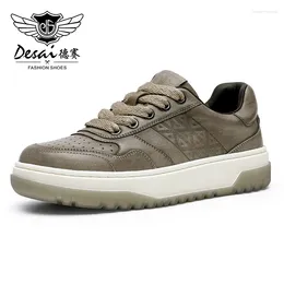 Casual Shoes DESAI Sneakers Men Genuine Leather Soft Breathable Mens Male Shoe Outdoor Comfortable 2024 Fashion Brand Footwear