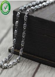 Mens Silver Chain Necklace Hip Hop Jewellery 925 Sterling Silver Chains 6mm Skeleton Skull Head Thai Choker Sweater Link Charms Rope2353865