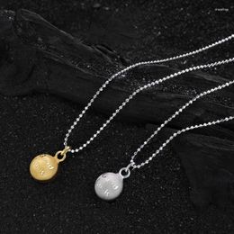 Pendants VENTFILLE 925 Silver Circular Bead Necklace For Women Girl Gift Frosting Letter Good Luck Couple Korean Jewellery Drop
