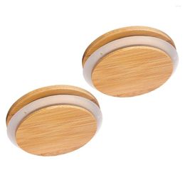 Dinnerware 2 Pcs Bamboo And Wood Sealing Cover Bottle Airtight Lids Wide Mouth Coffee Cup