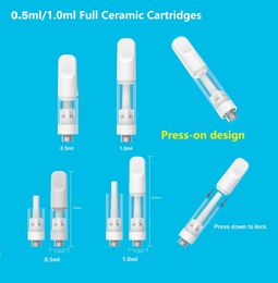 Ultra-low Price USA Warehouse 1.0ml/0.5ml Press-on tip Cartridge Atomizers Ceramic Coil Vape Cartridges Empty Oil Tank 510 Thread Thick Oil Ceramic Tank Vape Pen In Stock