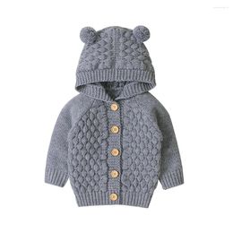 Jackets ARLONEET Baby Girl Boy Winter Warm Knitted Coat Knit Thick Hooded Coats Snow Button Hoodies Jacket Outerwear Outfit CA30