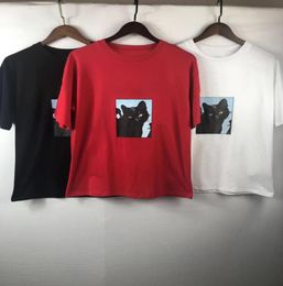 Fashion Mens Designer T Shirt Summer Men Women Couples Cat Print Short Sleeve Luxury Womens Tee 3 Colors Size SXL2213114