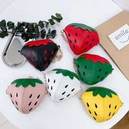 Children's Spring New Korean Edition Cute Strawberry One Shoulder Chain Crossbody Mini Change Bag Trendy 80% factory wholesale