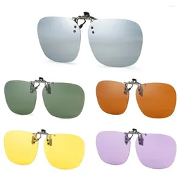 Sunglasses Metal Clip Clip-On Polarised Rimless UV400 Flip-up Sun Glasses For Prescription Convenient Polygonal Shades