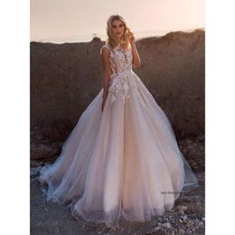 Bohemian Blush Pink Plus Size A Line Dresses Cap Sleeve Lace Appliqued Wedding Dress Bridal Gowns Vestidos De Novia Custom 24 0510