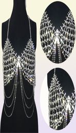 Stonefans Sexy Hollow Rhinestone Bra Top Dance Jewellery for Women Tassel Body Chain Chest Crystal Bralette Underwear Necklace T20051696293