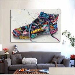Paintings Shoes Paint Modern Iti Street Art Canvas Painting Poster Print Wall Picture For Living Room Home Decor Frameless Drop Delive Dhv58