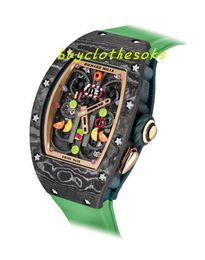 Начатые часы дизайнер роскошные часы Classic Limited Edition RM07-03 Cupcake Hollow Automatic Movement Цветный керамический рамный кольцо драгоценный камень