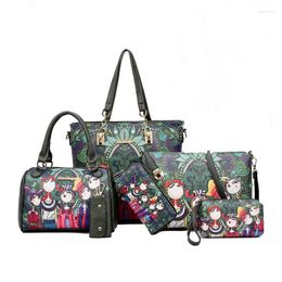 Shoulder Bags Product 2024 Style Mother And Son Bag Six Piece Set Korean Fashion Colour Contrast One Forest Series Printed