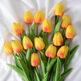 Decorative Flowers Tulip Artificial Flower Real Touch Bouquet PE Fake For Wedding Decoration Home Garden Decoraive