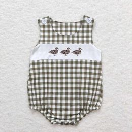 Clothing Sets Short Sleeve Girls Duck Plaid Romper Boutique RTS Summer Jumpsuit Baby Clothes