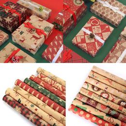 3Pcs Gift Wrap Christmas Gift Decoration Paper Craft Paper Roll Diy Gift Wrapping Paper Xmas Tree Snowflake Present Decor Gift Wrap Supplies