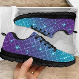 Casual Shoes Gradient Colour Fish Scale Women's Autumn Winter Sneakers Non-slip Durable Round Toe Dirt Resistant Flats Footwear